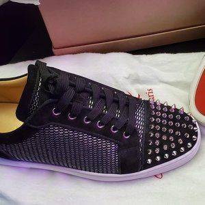 Christian Louboutin Men's Black Louis Junior Spikes Orlato Sneakers